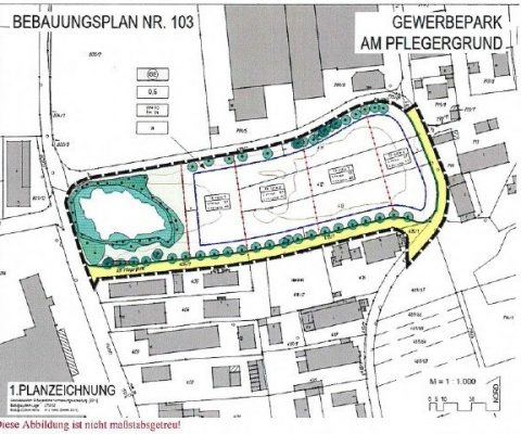 Bekanntmachung des Satzungsbeschlusses für den Bebauungsplan „Gewerbepark Am Pflegergrund“ gemäß § 10 Abs. 3 des Baugesetzbuches (BauGB)