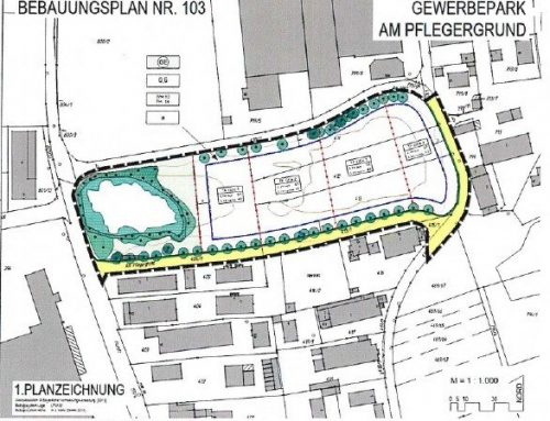 Bekanntmachung des Satzungsbeschlusses für den Bebauungsplan „Gewerbepark Am Pflegergrund“ gemäß § 10 Abs. 3 des Baugesetzbuches (BauGB)