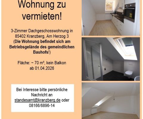 Wohnung zu vermieten!