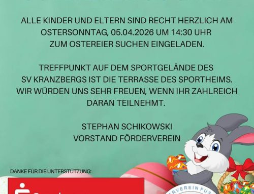 Einladung zum großen Ostereier suchen am Ostersonntag, 05.04.2026, 14.30 Uhr auf dem Sportgelände des SV Kranzberg