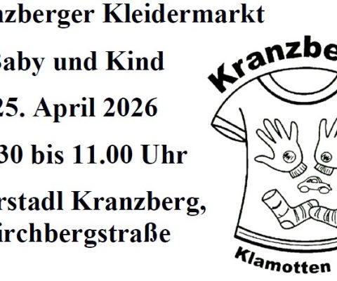 Kranzberger Kleidermarkt für Baby und Kind am 25.04.2026 ab 9.30 Uhr im Pfarrstadl