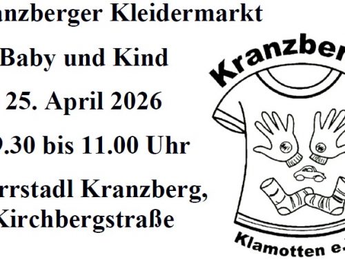 Kranzberger Kleidermarkt für Baby und Kind am 25.04.2026 ab 9.30 Uhr im Pfarrstadl