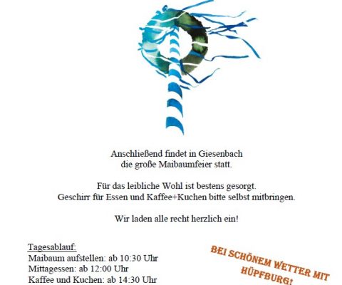 Maibaumaufstellen in Giesenbach am 01.05.2026 ab 10.30 Uhr