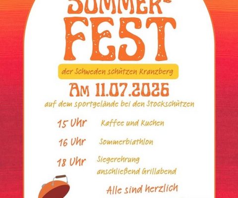 Sommerfest der Schwedenschützen Kranzberg am 11.07.2026 ab 15.00 Uhr