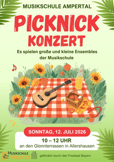 Picknick-Konzert der Musikschule Ampertal am Sonntag, 12.07.2026 an den Glonnterrassen in Allershausen