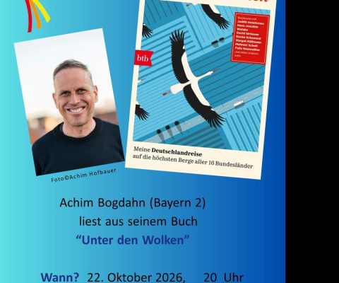 Lesung von Achim Bogdahn „Unter den Wolken“ in der Gemeindebücherei St. Quirin am 22.10.2026, 20 Uhr
